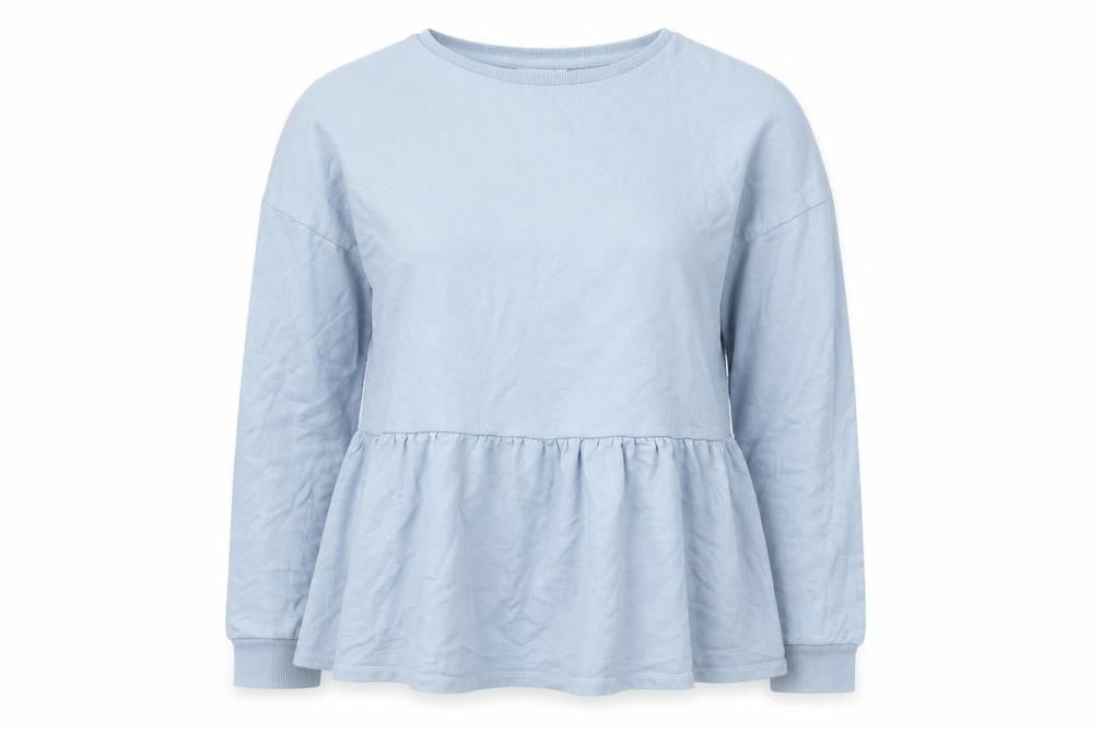 Front view of Matalan women’s blue cotton pullover sweatshirt, size M