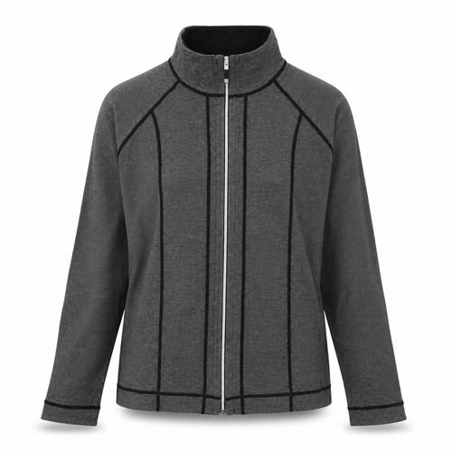 Kirkland Womens Grey Striped Cotton Full Zip Sweatshirt Size M  Zip