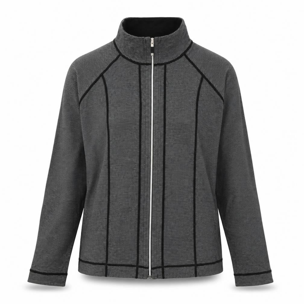 Kirkland Womens Grey Striped Cotton Full Zip Sweatshirt Size M  Zip