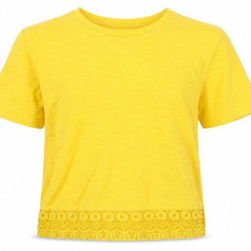 Candy Girls Yellow  Cotton Basic T-Shirt Size 13 Years Round Neck