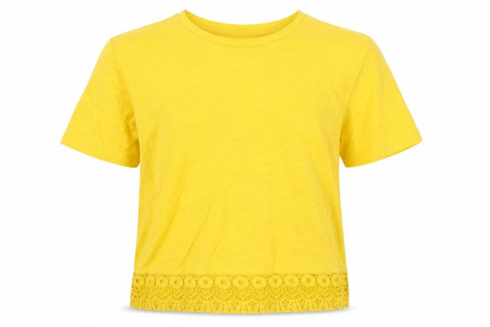 Candy Girls Yellow  Cotton Basic T-Shirt Size 13 Years Round Neck