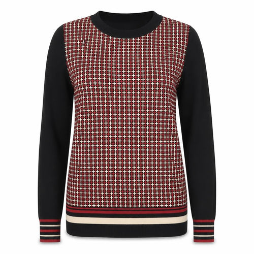 Papya Womens Black Round Neck Geometric Polyamide Henley Jumper Size 14