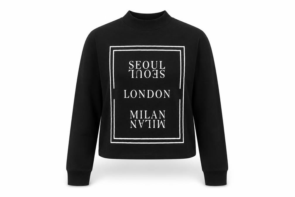 Atmosphere Womens Black  Cotton Pullover Sweatshirt Size 6   - London/Milan