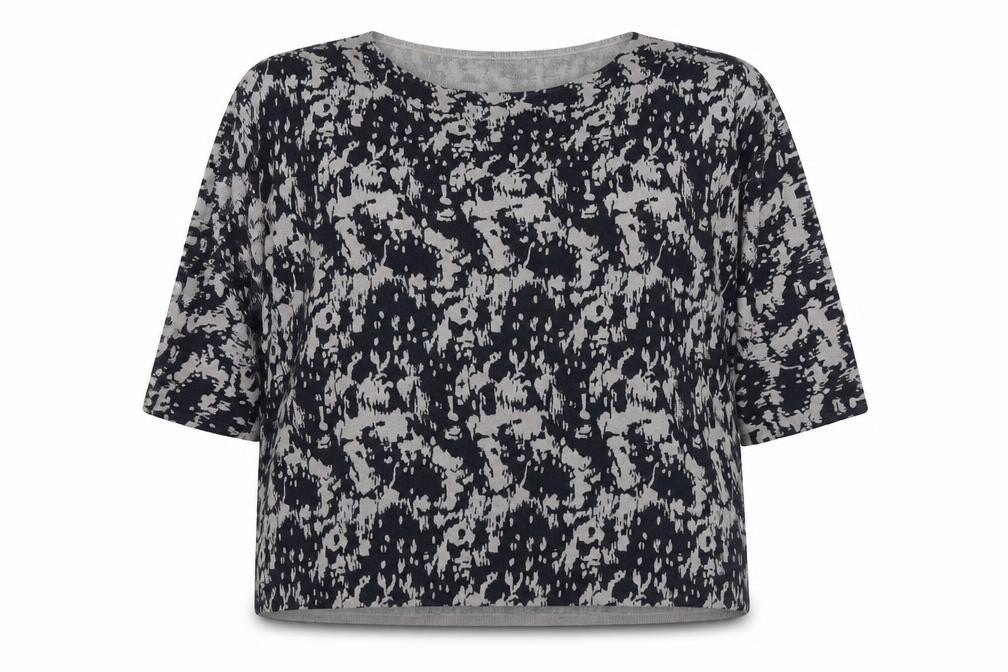 Marks and Spencer Womens Blue Boat Neck Geometric Acrylic Pullover Jumper Size 20