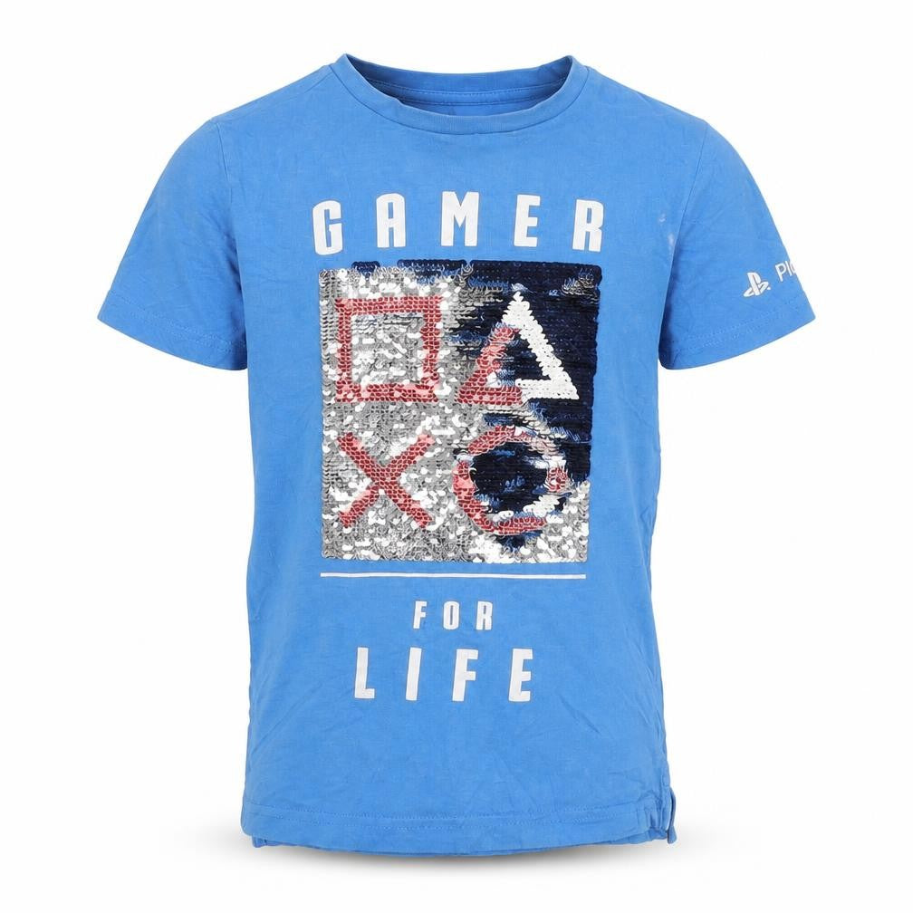 F&F Boys Blue  Cotton Basic Casual Size 5-6 Years Round Neck  - Play Station