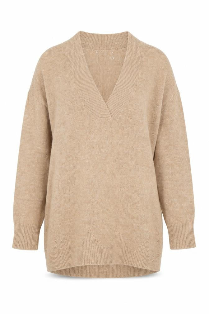 Front view of Next women’s brown v-neck nylon jumper, size S