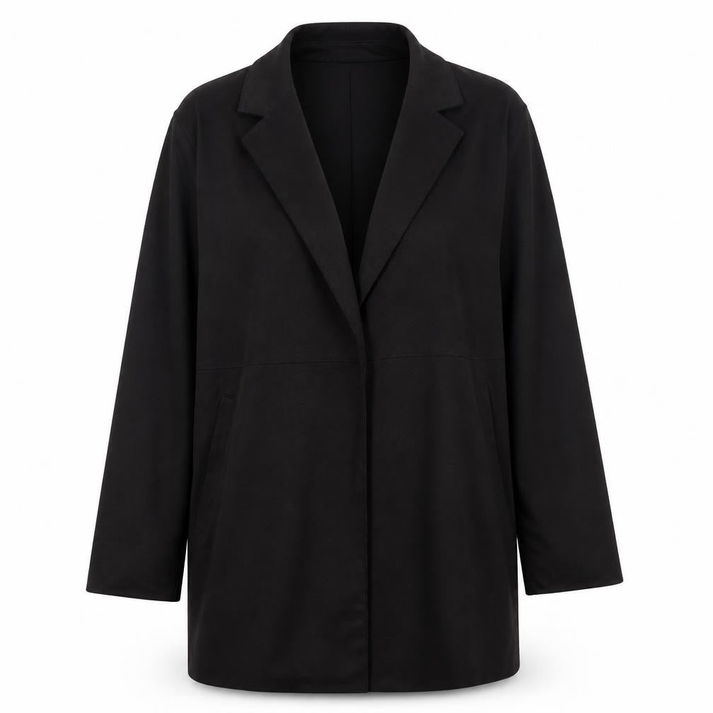 Front view of New Look women’s black jacket, size UK 12