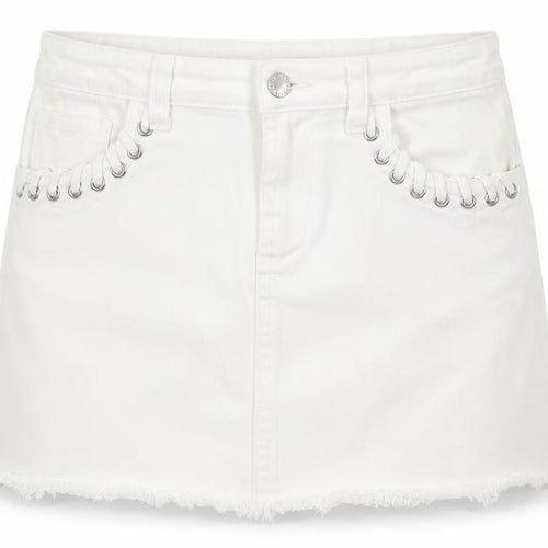 Denim & Co. Girls Ivory  Cotton Mini Skirt Size 11-12 Years  Regular