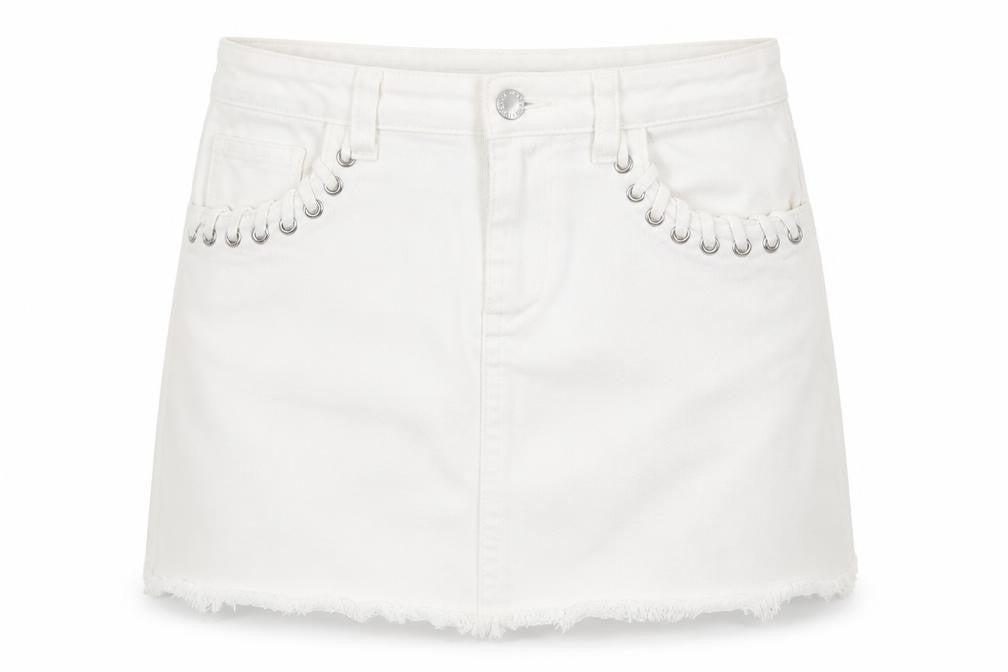 Denim & Co. Girls Ivory  Cotton Mini Skirt Size 11-12 Years  Regular