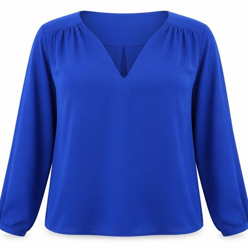 Mango Womens Blue  Polyester Basic Blouse Size S V-Neck
