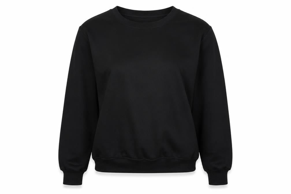 Front view of SHEIN women’s black polyester pullover sweatshirt, size M, pullover - angel wings