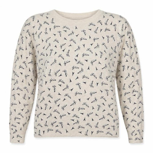Marks and Spencer Womens Beige Crew Neck Geometric Viscose Pullover Jumper Size 14   - Paris