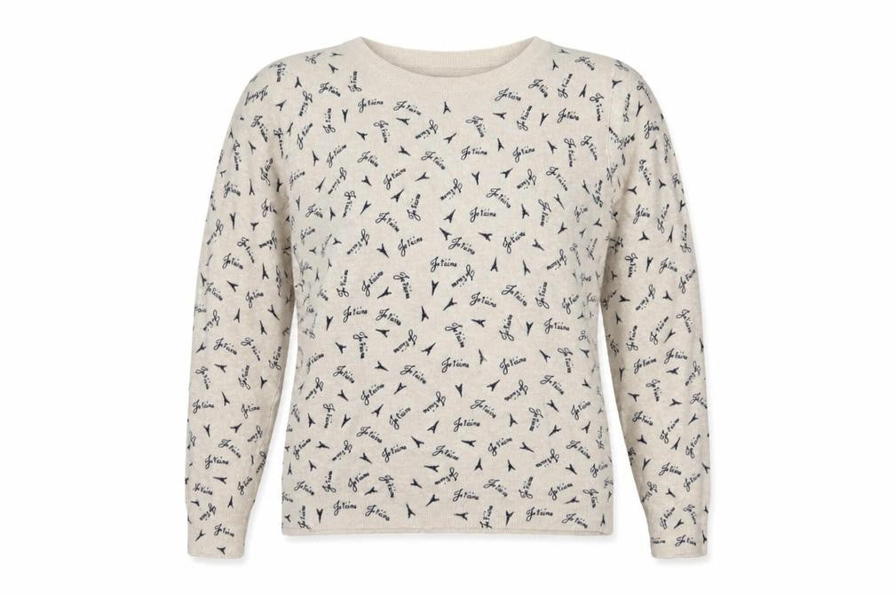 Marks and Spencer Womens Beige Crew Neck Geometric Viscose Pullover Jumper Size 14   - Paris