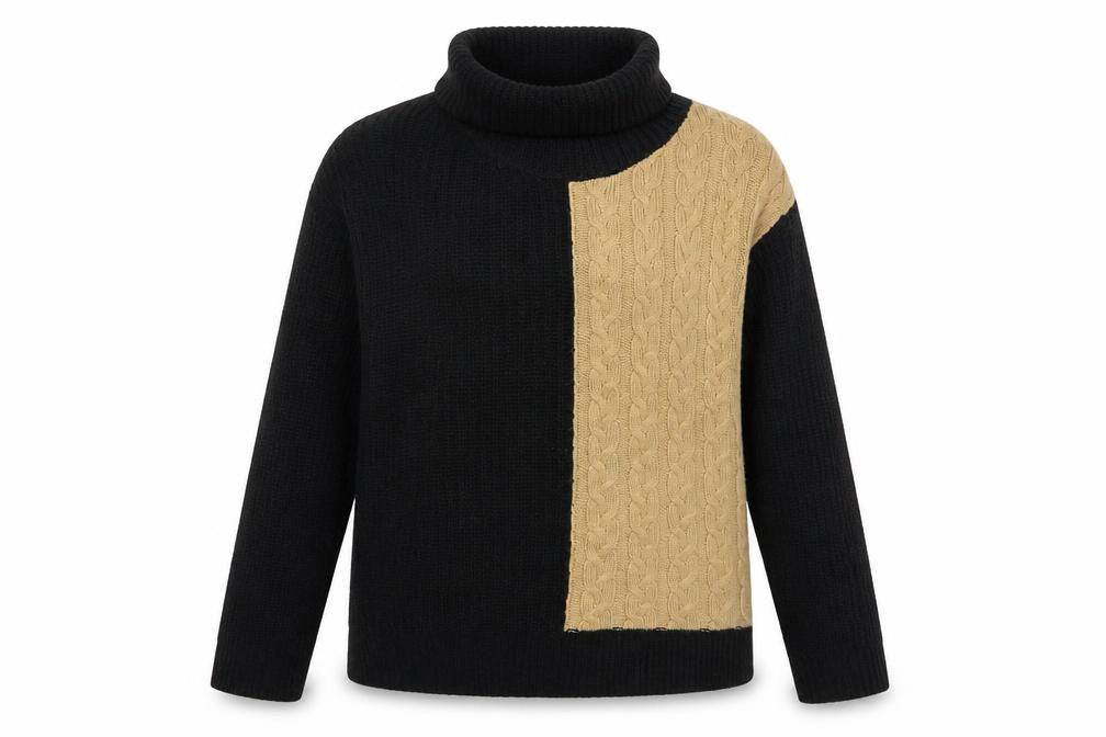 Front view of Select women’s black roll neck acrylic jumper, size L