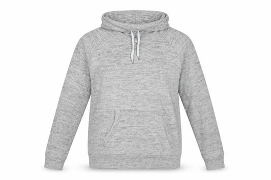 Front view of Primark women’s grey polyester pullover sweatshirt, size UK 10, pullover