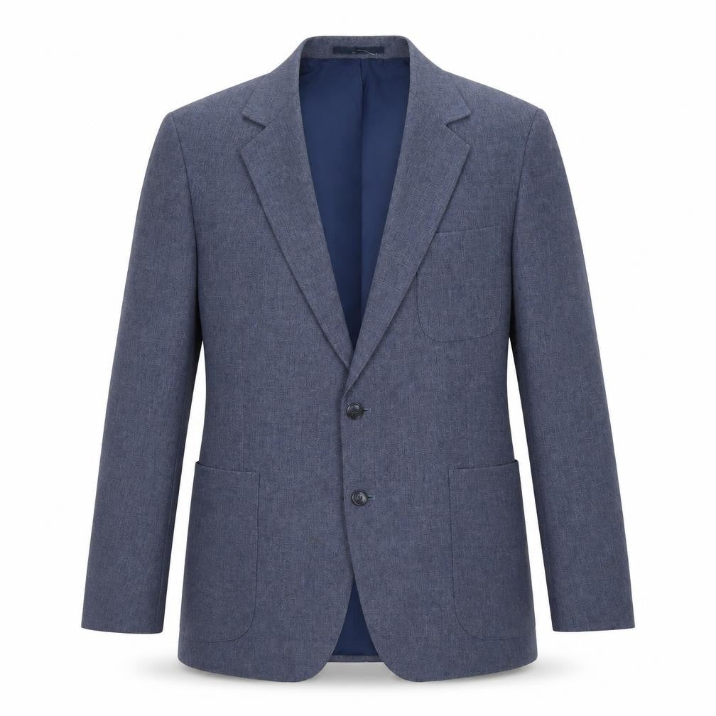 Front view of St Michael men’s blue polyester jacket suit jacket, size 42