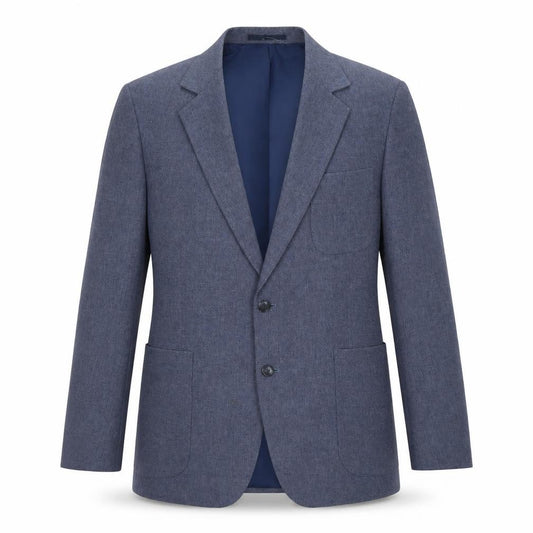 Front view of St Michael men’s blue polyester jacket suit jacket, size 42