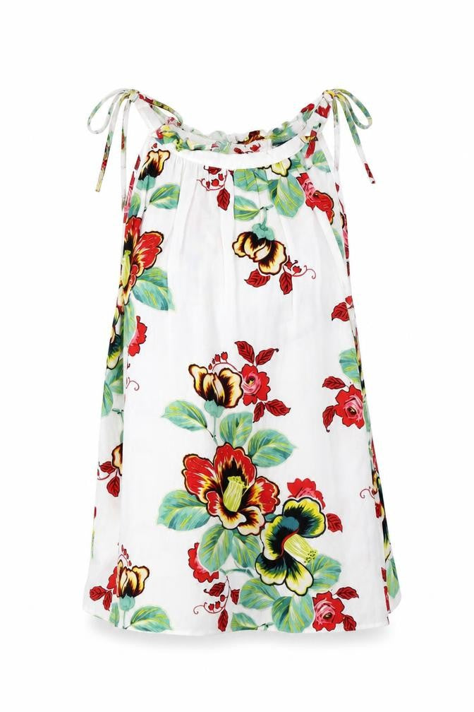 Warehouse Womens White Floral Viscose Jersey Blouse Size 10 Halter