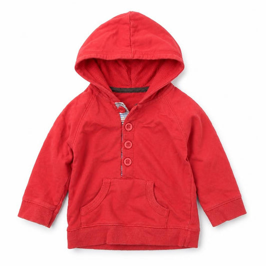 Front view of George Baby Red Cotton jumper, size 3-6, Months Button