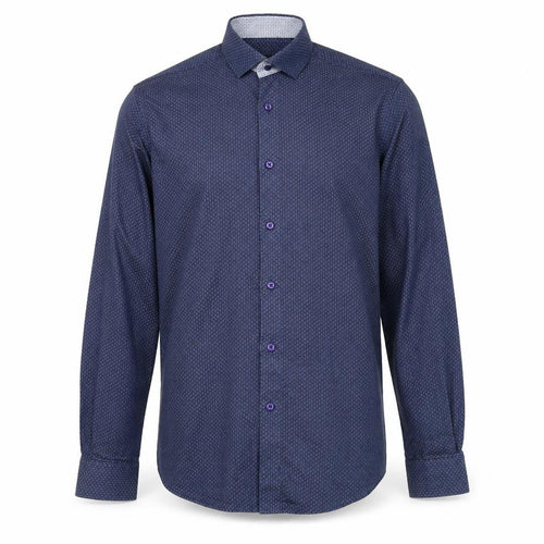 Remus Uomo Mens Blue  Cotton  Dress Shirt Size 15.5 Collared Button