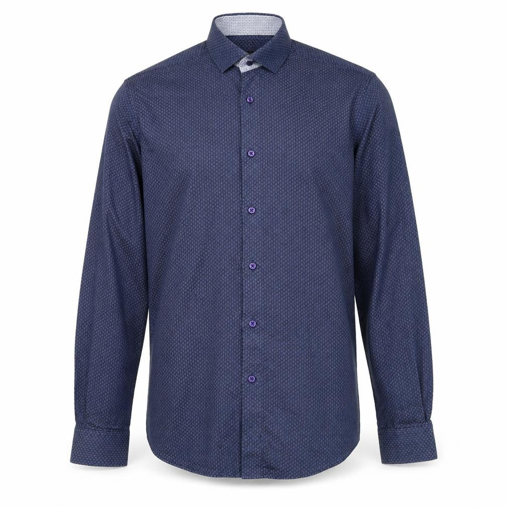 Remus Uomo Mens Blue  Cotton  Dress Shirt Size 15.5 Collared Button