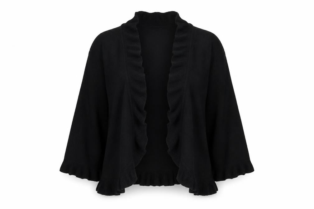 89th & Madison Womens Black Square Neck  Rayon Cardigan Jumper Size M
