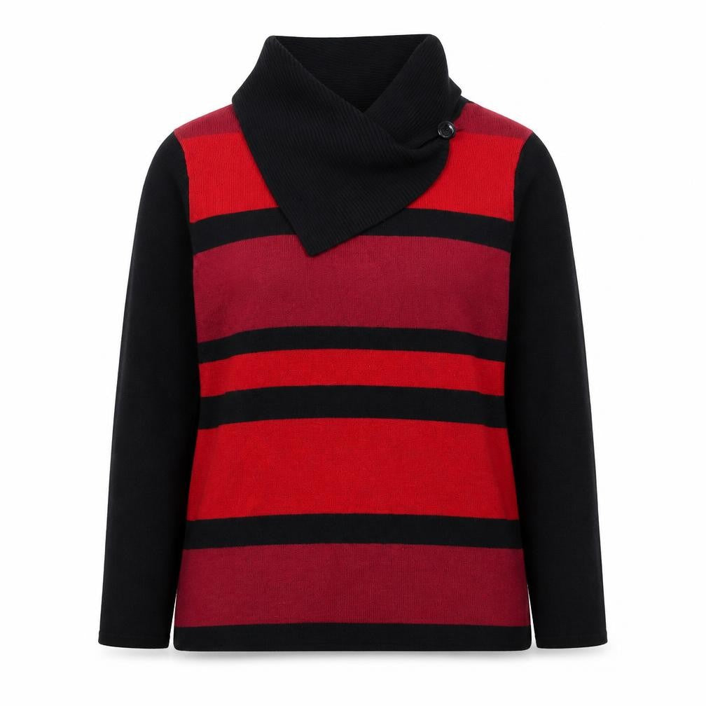 Front view of Bonmarché women’s black roll neck acrylic jumper, size S