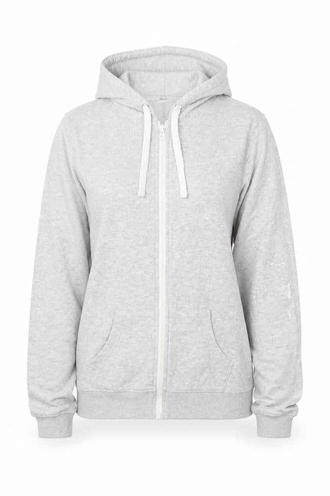 Front view of George women’s grey crew neck polyester full zip jumper, size UK 14