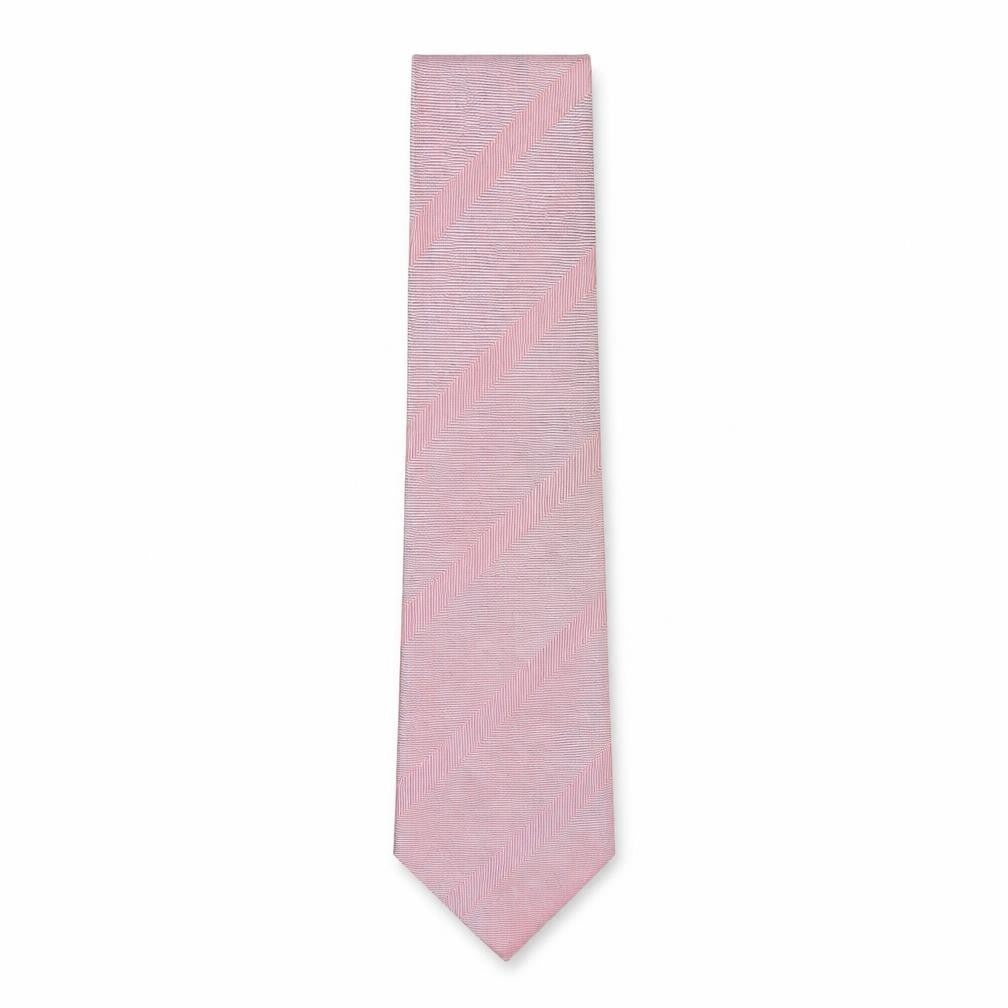 Front view of crichton men’s pink silk pointed tie one size