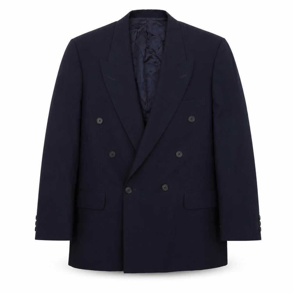 Front view of Marks & Spencer men’s blue polyester jacket suit jacket, size 40