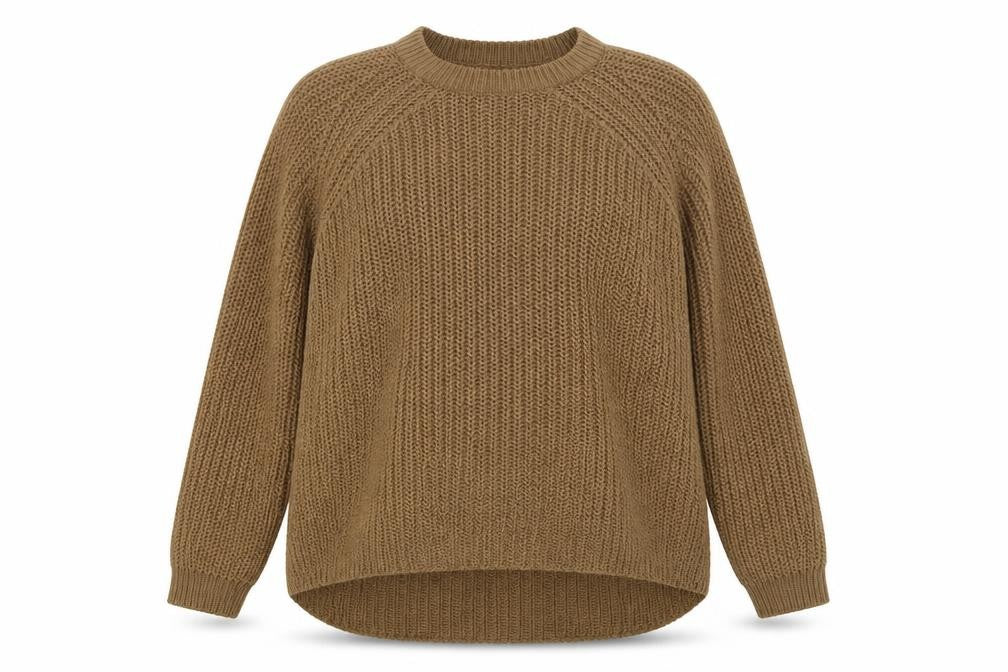 Front view of Only women’s brown crew neck acrylic jumper, size XL