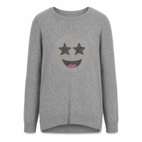 Me.n.u Girls Grey Round Neck Geometric Cotton Pullover Jumper Size 10 Years