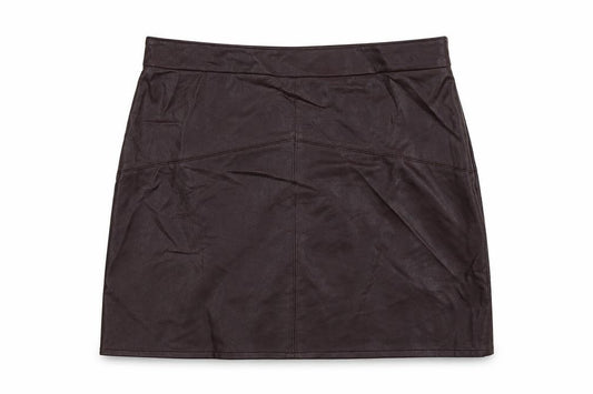 Front view of Papaya women’s purple viscose mini skirt, size UK 4