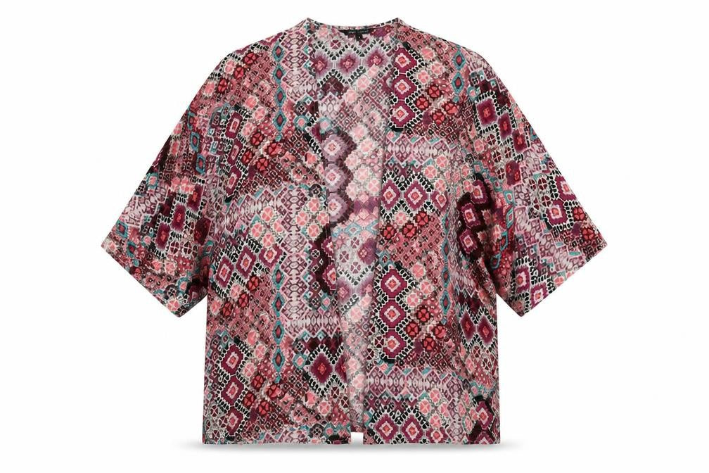 Front view of New Look women’s multicoloured geometric jacket blazer, size UK 8