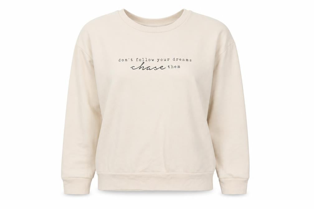 Front view of Primark women’s pink cotton pullover sweatshirt, size UK 8, pullover