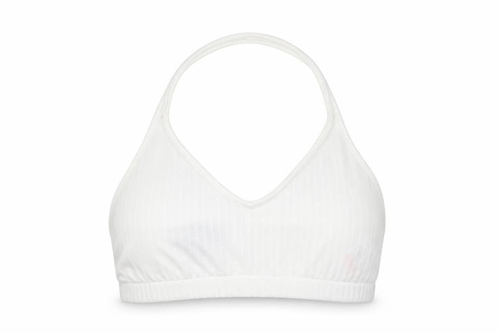 Front view of Missguided women’s white polyester camisole tank, size UK 12, round neck