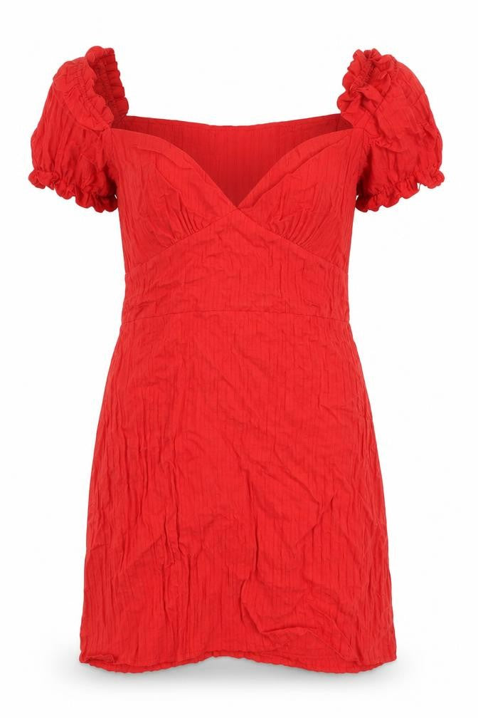 Front view of SHEIN women’s red cotton bodycon, size L, v-neck