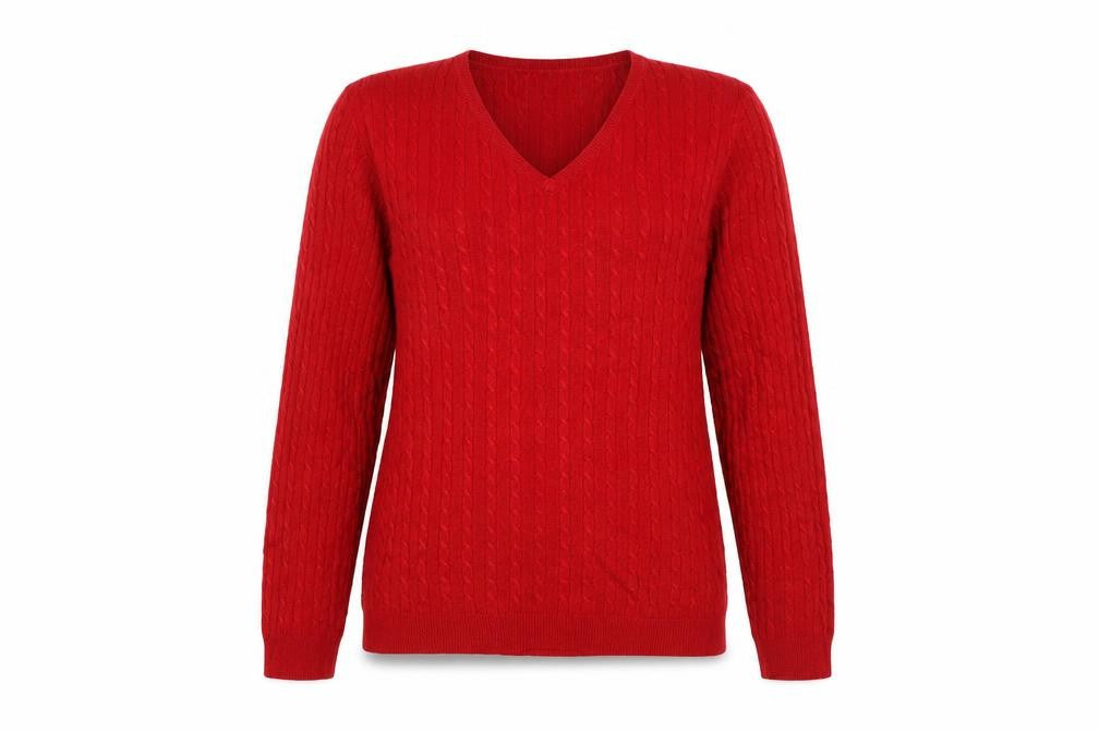 Love Knitwear Womens Red V-Neck  Acrylic Pullover Jumper Size 12