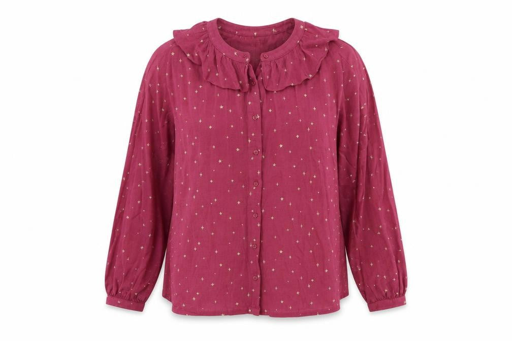 Next Womens Pink Geometric Viscose Basic Button-Up Size 14 Collared - Star Print