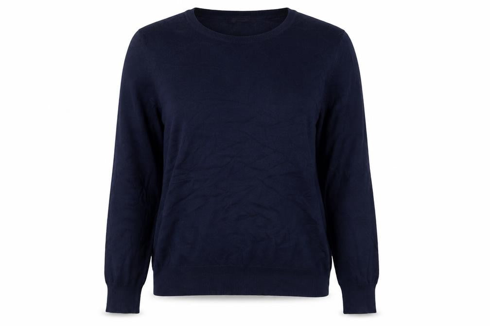 Front view of George women’s blue crew neck viscose jumper, size UK 14