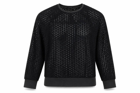 Front view of Atmosphere women’s black polyester pullover sweatshirt, size UK 8, pullover