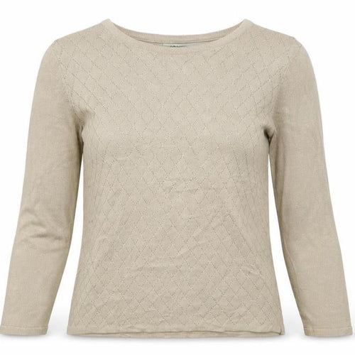 LC Waikiki Womens Beige Crew Neck Argyle/Diamond Acrylic Pullover Jumper Size S