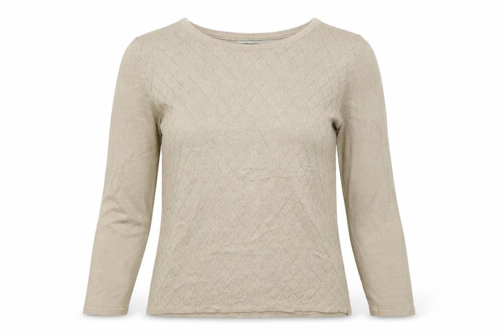 LC Waikiki Womens Beige Crew Neck Argyle/Diamond Acrylic Pullover Jumper Size S