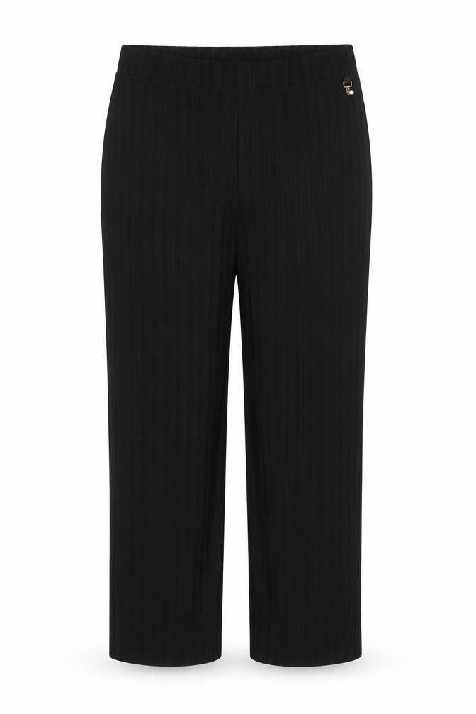 Front view of Papaya women’s black polyester trousers, size UK 14, 27-inch leg regular