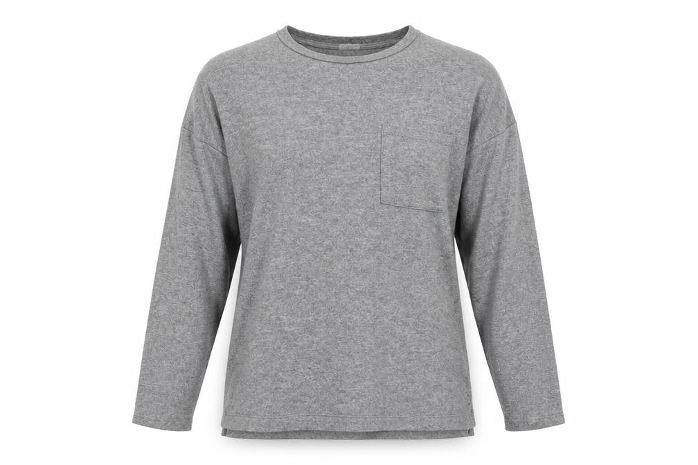 Front view of Oysho women’s grey round neck viscose jumper, size S
