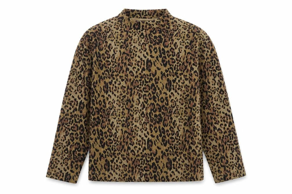 Front view of Marks & Spencer women’s brown high neck geometric polyester jumper, size UK 8