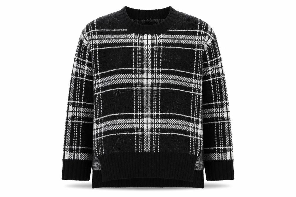 Front view of Marks & Spencer women’s black round neck acrylic jumper, size S