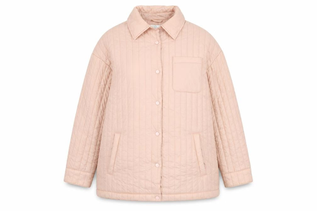 Front view of Primark women’s pink puffer jacket coat, size UK 10, zip