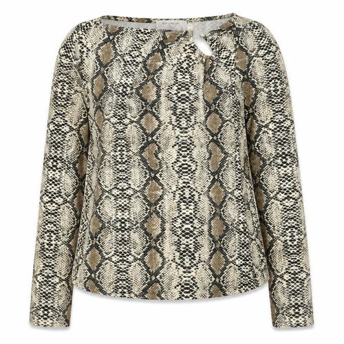 By Swan Womens Brown Animal Print Viscose Basic T-Shirt Size S Round Neck