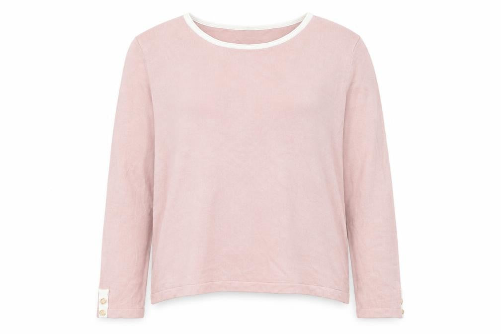Front view of Alexara women’s pink round neck viscose jumper, size M